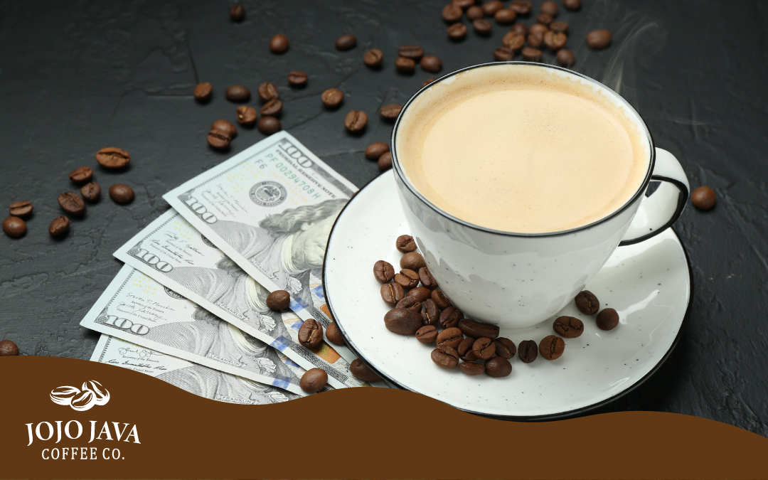 Premium coffee served in a mug beside a subscription box, showing the convenience of coffee delivery