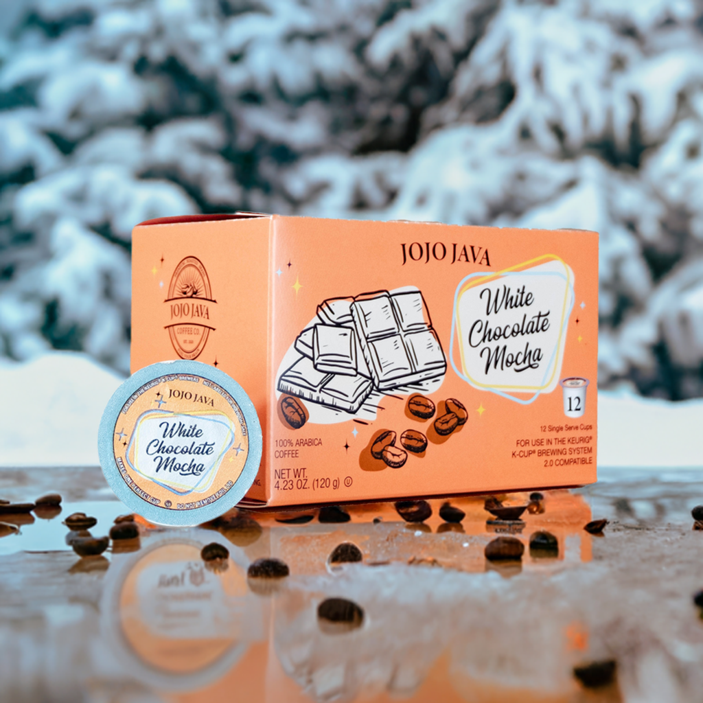 JOJO JAVA White Chocolate Mocha Coffee Single Serve K Cups JOJO JAVA White Chocolate Mocha Coffee Single Serve K Cups